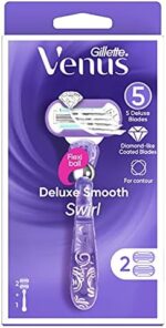 ⁦شفرات فينوس ديلوكس سموز سويرل – Gillette Venus Deluxe Smooth Swirl – عبوة 2 رأس⁩ - الصورة ⁦2⁩