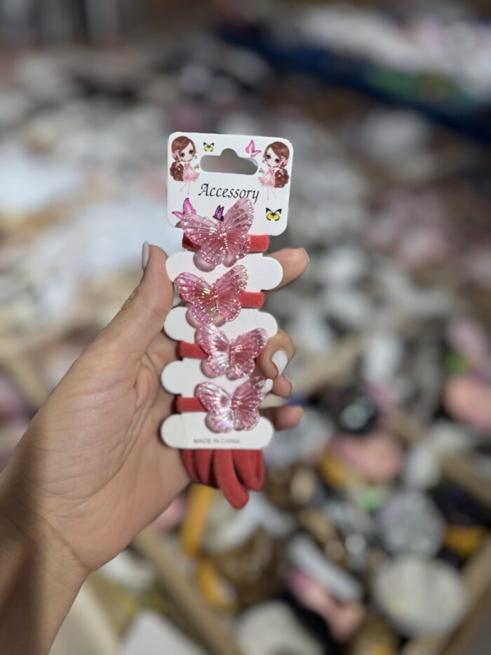 ⁦طقم ربطات شعر مزيّن بالفراشات⁩ - الصورة ⁦6⁩